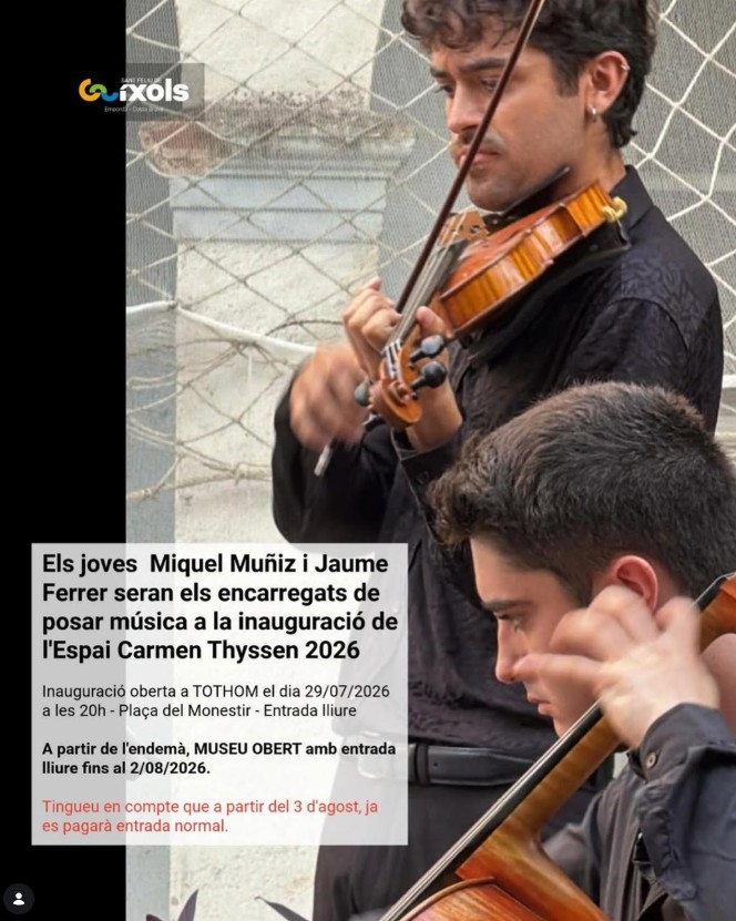 Gran inauguració amb portes obertes a l'Espai Carmen Thyssen (29/7/26 a les 20h)